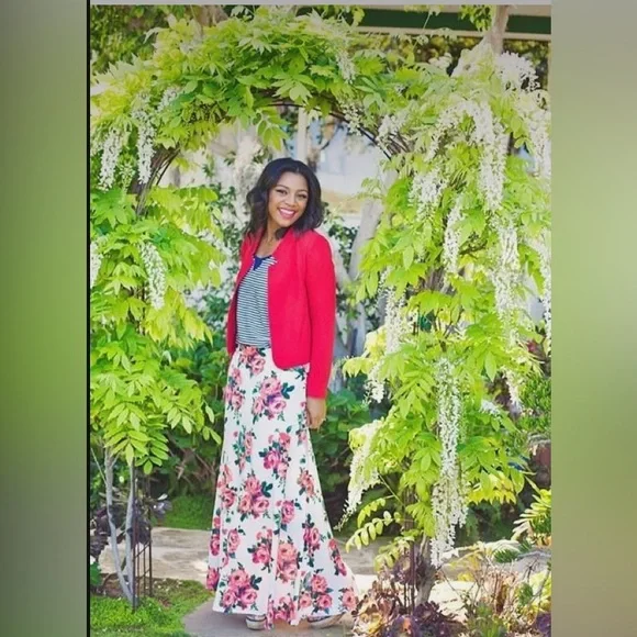 LuLaRoe Teal and Aqua Maxi Skirt - Picture 6 of 7